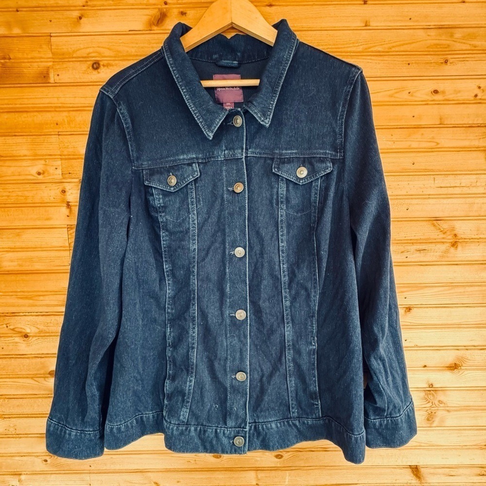 Gloria Vanderbilt Jean Jacket Indigo Knit XXL NWT Dark Blue Classic Layering